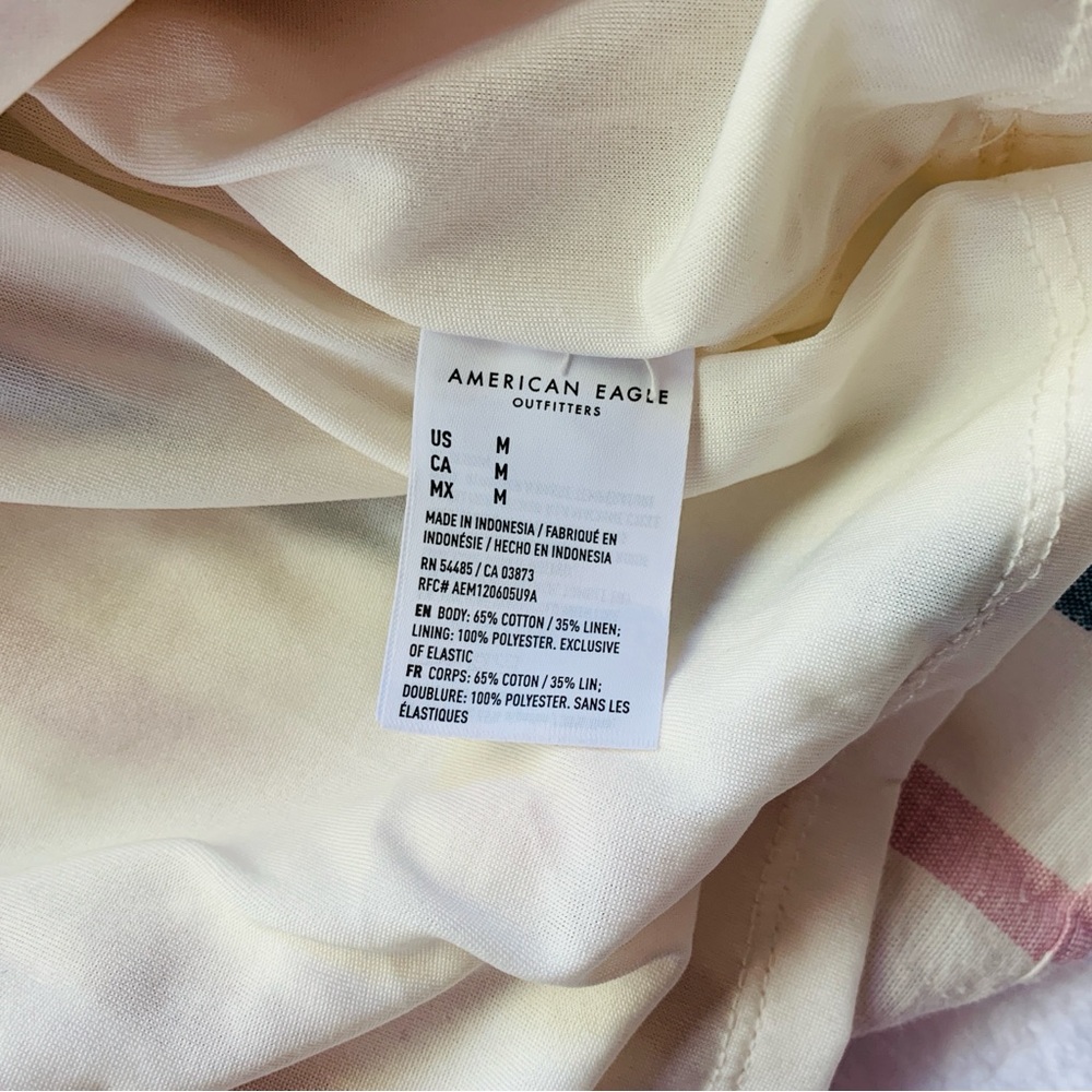American Eagle Striped Cream Halter Babydoll Tiered Smocked Dress | NWT | Medium - Picture 3 of 10